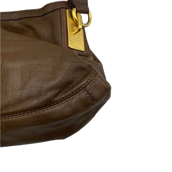 Auth Givenchy Brown Embossed Leather Small Shoulder Bag Hobo - Picture 14 of 16